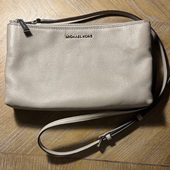 Michael Kors taupe/light gray Leather Crossbody Bag - Picture 1 of 7